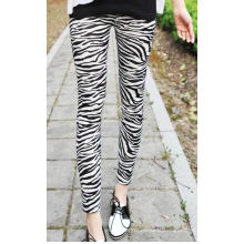 Seamless Zebra Print Leggings For Women Paper Printed